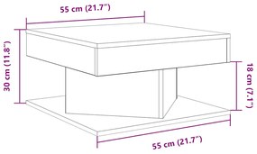 Mesa centro 55x55x30 cm derivados de madeira carvalho artisiano