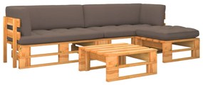 4 pcs conjunto lounge paletes pinho impregnado castanho mel
