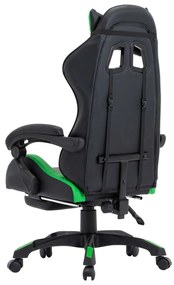 Cadeira estilo corrida c/ apoio pés couro artif. verde/preto
