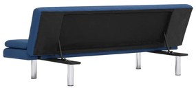 Sofá Cama Vivian - Cor Azul - Em Tecido, Estrutura em Madeira, Pernas