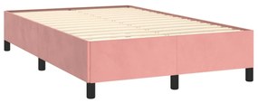 Cama box spring c/ colchão luzes e LED 120x190 cm veludo rosa