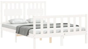 Cama sem colchão 140x190 cm madeira de pinho maciça branco
