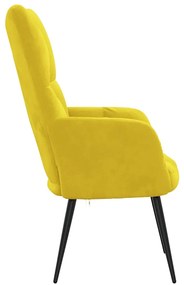Cadeira de descanso veludo amarelo mostarda