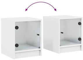 Mesa de cabeceira c/ porta de vidro 35x37x42 cm branco