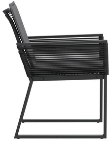 Cadeiras de jardim com almofadões 4 pcs vime PE preto