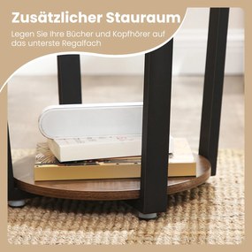 Mesa lateral para sala de estar 50 x 57 cm (Ø x A), mesa pequena redonda castanho-preto