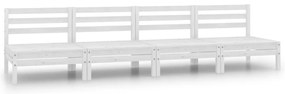Sofás de centro p/ jardim 4 pcs madeira de pinho maciça branco