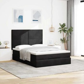 Estrutura de cama otomana com colchões 140x200 cm veludo preto
