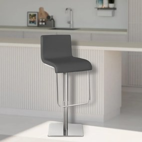 Banco de bar Limon em couro sintético 39 x 80-103 x 46 cm Cinzento