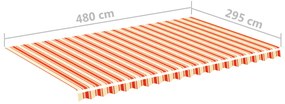 Tecido de substituição para toldo 5x3 m amarelo e laranja