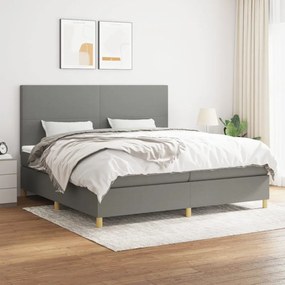 vidaXL Cama com molas/colchão 200x200 cm tecido cinzento-escuro