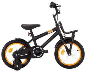 vidaXL Bicicleta criança c/ plataforma frontal roda 14" preto/laranja