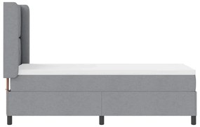 Cama com Estrado e Colchão Cinza Claro 90x190 cm em Tecido