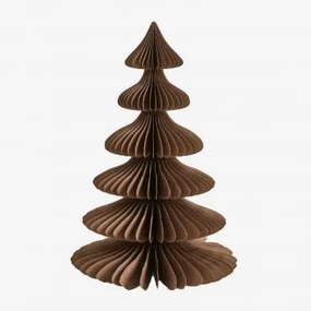 Árvore De Natal Em Papel Navira ↑45 Cm & Castanho Caramelo Com Borda Dourada - Sklum