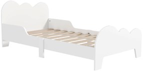 AIYAPLAY Cama para Crianças 143,5x74,5x56 cm Estrutura de Cama Infantil com Desenho de Núvem e Barreira de Segurança Branco