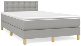 Cama boxspring com colchão 120x190 cm tecido cinzento-claro