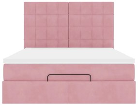 Estrutura de cama otomana com colchões 140x200 cm veludo rosa