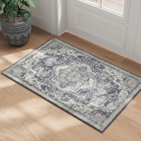 Tapete SONGMICS HOME de 2' x 3' para quarto, carpete antiderrapante, estilo vintage tradicional, decoração de casa, para sala de estar, cozinha, entrada, sala de jantar, lavável