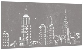 Decoração p/muro jardim 105x55cm aço corten design arranha-céus