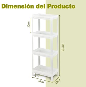 Conjunto de 2 estantes de casa de banho ou cozinha de 3 camadas 36 x 23 x 99,5 cm branco