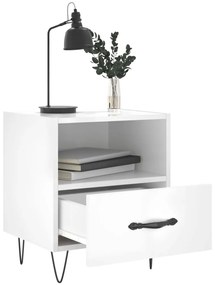 Mesa de cabeceira derivados de madeira branco brilhante