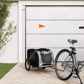 vidaXL Reboque bicicleta p/ animais tecido oxford/ferro preto e cinza
