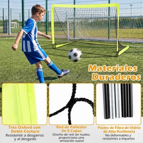 Conjunto de 2 Balizas de Futebol Infantis Pop-up, 182 x 122 x 118 cm, Estrutura Dobrável, Verde