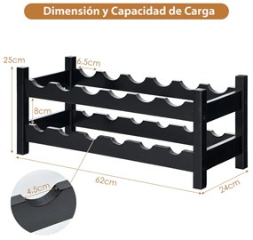 Garrafeira, prateleira de vinho 2 camadas, organizador de exibição de vinho de bambu para 12 garrafas Suporte de garrafa para despensa de cozinha Adeg