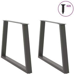 Pés para mesa de jantar em forma de V, 2 peças, antracite, 100x(72-73,