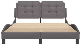 Estrutura cama c/ cabeceira 120x200cm couro artificial cinzento