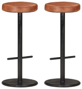 vidaXL Bancos de bar 2 pcs couro genuíno castanho