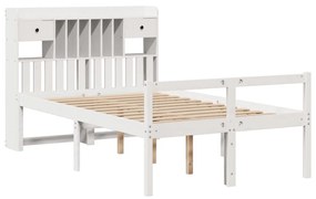 Cama com estante sem colchão 120x200 cm pinho maciço branco