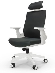Cadeira Executiva Luanda White Tecido Cinza Escuro Riva