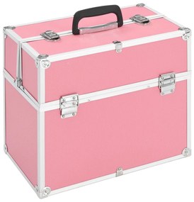 Caixa de maquilhagem 37x24x35 cm alumínio cor-de-rosa