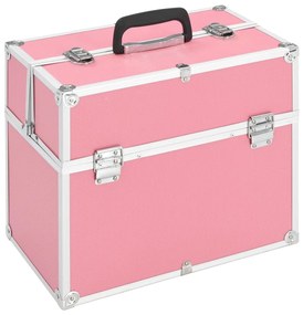 vidaXL Caixa de maquilhagem 38x23x34 cm alumínio cor-de-rosa