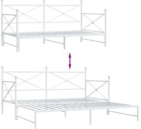Cama de dia com gavetão sem colchão 107x203 cm aço branco