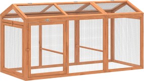 PawHut Galinheiro Recinto de livre circulação com poleiro e portas duplas, em madeira e metal, para 4 galinhas, 156 x 70,5 x 84 cm Laranja | Aosom Portugal
