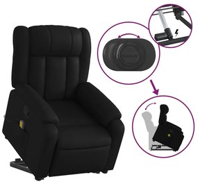 Poltrona massagens reclinável elevatória couro artificial preto