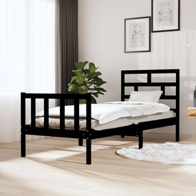 Estrutura de cama pequena solteiro 75x190 cm pinho preto