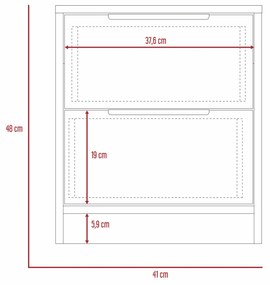 Conjunto Quarto Kaia, Mesa de cabeçeira + Comoda 3 Gavetas + Comoda 5 Gavetas, carvalho cinzento e branco