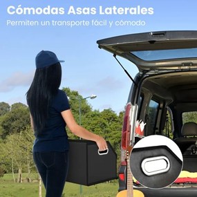 Organizador dobrável 30 x 47 x 27,5 cm para porta-malas de carros 35L com tampa lisa em couro e divisória ajustável Preta