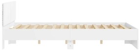 Estrutura de cama com cabeceira e luzes LED 160x200 cm branco