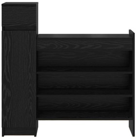 Cabine de Sapatos Carvalho Preto 100.5x28x100 cm Madeira Engenheirada
