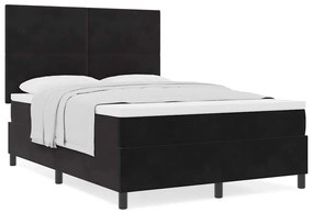 Cama Box Spring vidaXL com Colchão - Preto, 140x190 cm, Veludo