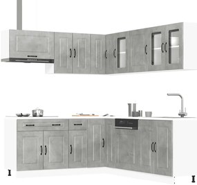 11 peças armário de cozinha conjunto Kalmar concreto cinza