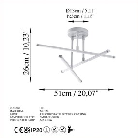 Candeeiro Chandelier Ledflower – Nardo Grey – 51x26x51 cm