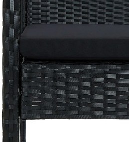 5 pcs conjunto lounge de jardim c/ almofadões vime PE preto