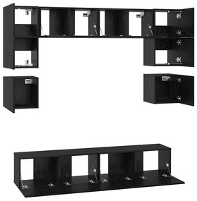 Conjunto de móvel de TV 8 pcs Carvalho Preto 80 x 30 x 30 cm