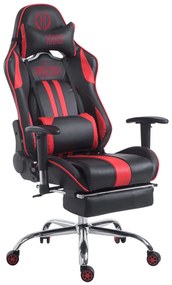 Cadeira Gaming Limit V2 em imitação de pele com apoio para os pés preto/vermelho