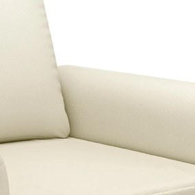 2 pcs conjunto sofás c/ almofadões couro artificial cor creme